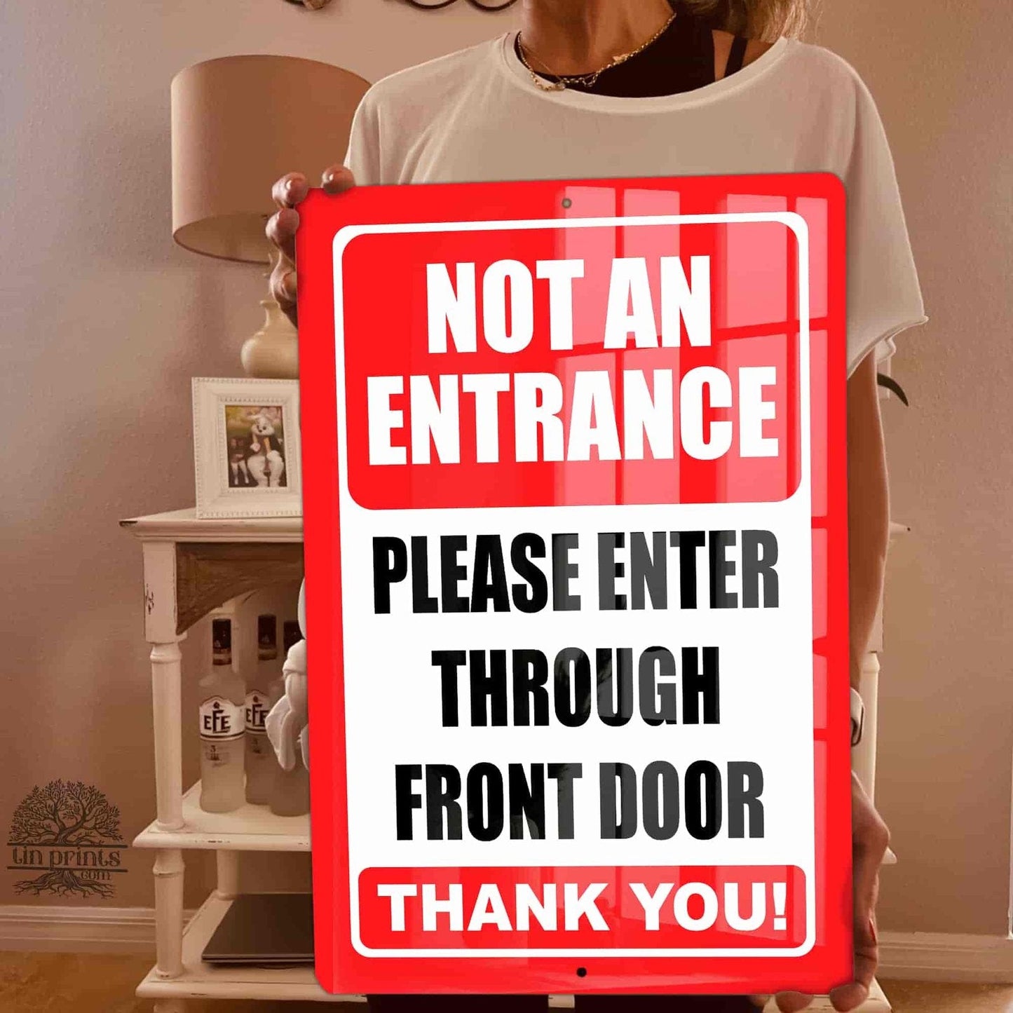 1020.dogs In Yard Do Not Enter Metal Tin Sign, 12x18 in, Indoor/Outdoor Decorative Sign - a4