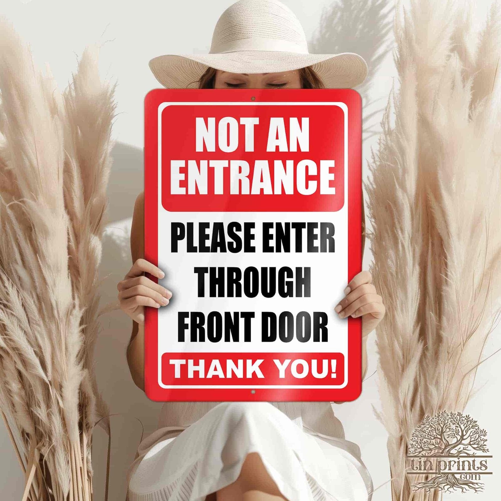 1020.dogs In Yard Do Not Enter Metal Tin Sign, 12x18 in, Indoor/Outdoor Decorative Sign - a4