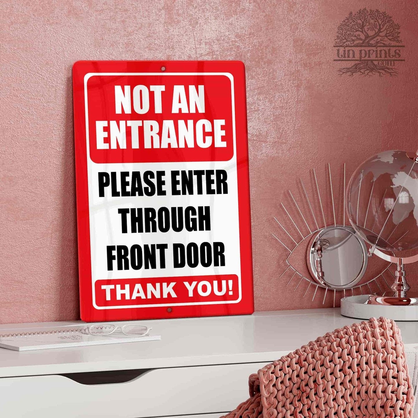 1020.dogs In Yard Do Not Enter Metal Tin Sign, 12x18 in, Indoor/Outdoor Decorative Sign - a4