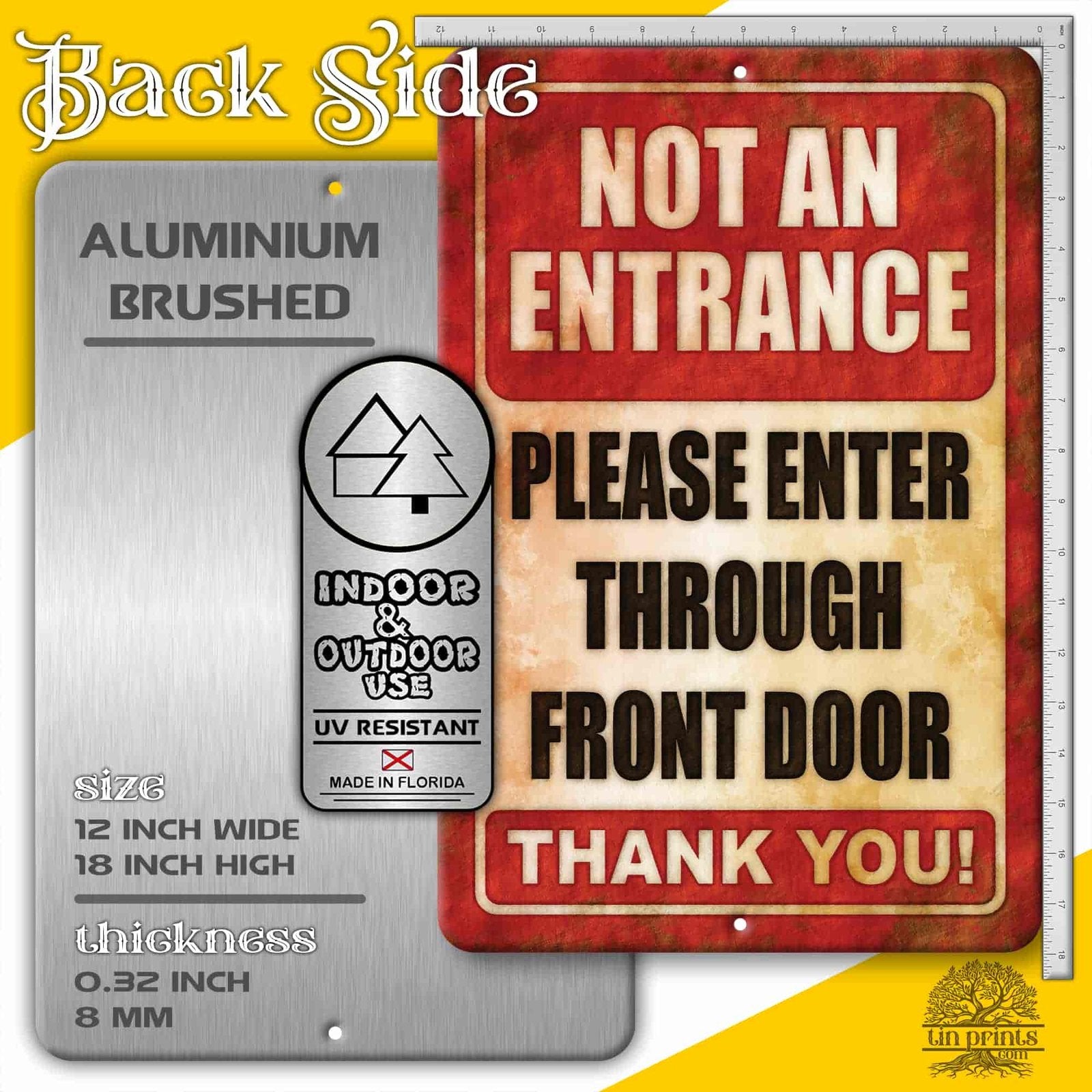 1020.dogs In Yard Do Not Enter Metal Tin Sign, 12x18 in, Indoor/Outdoor Decorative Sign - a4