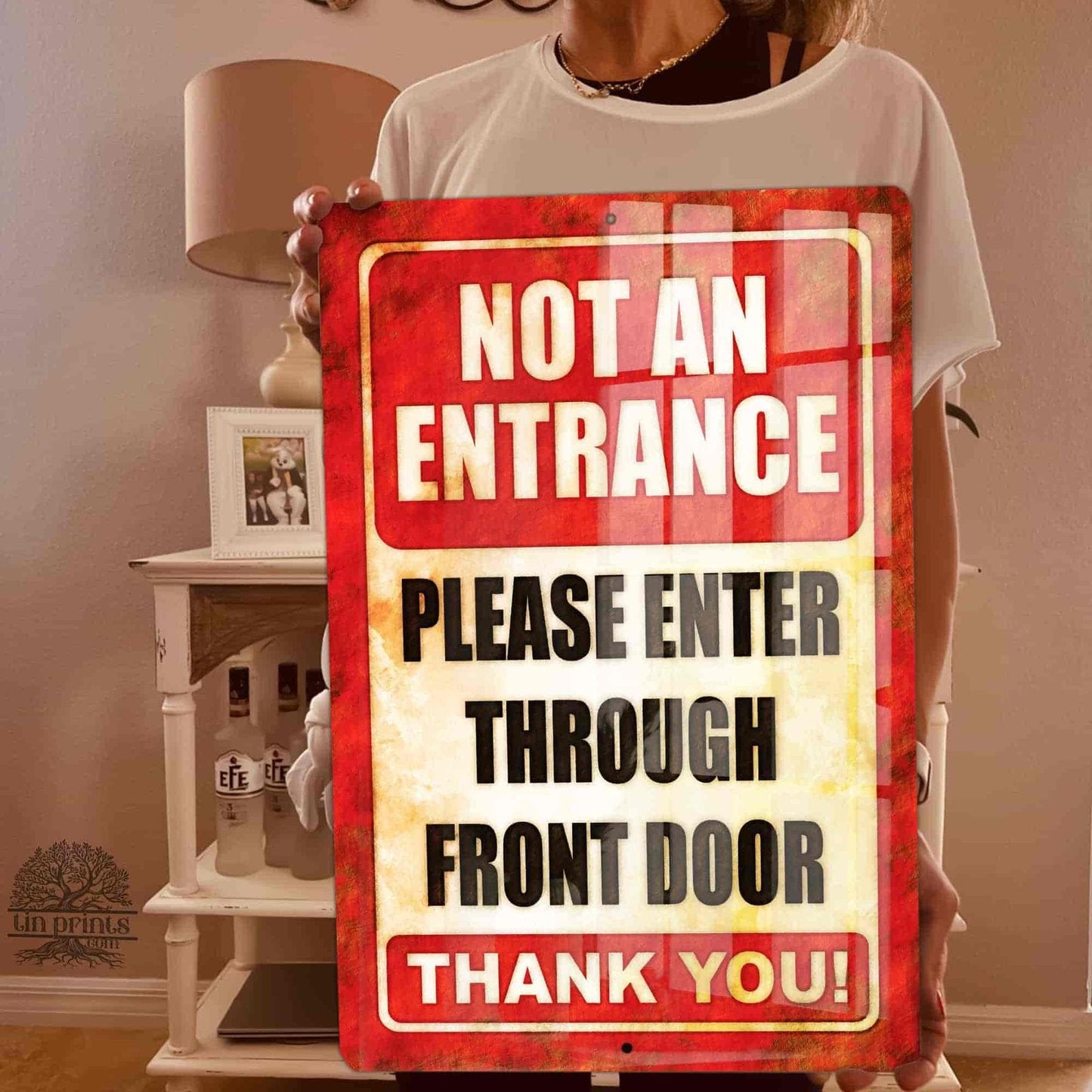 1020.dogs In Yard Do Not Enter Metal Tin Sign, 12x18 in, Indoor/Outdoor Decorative Sign - a4