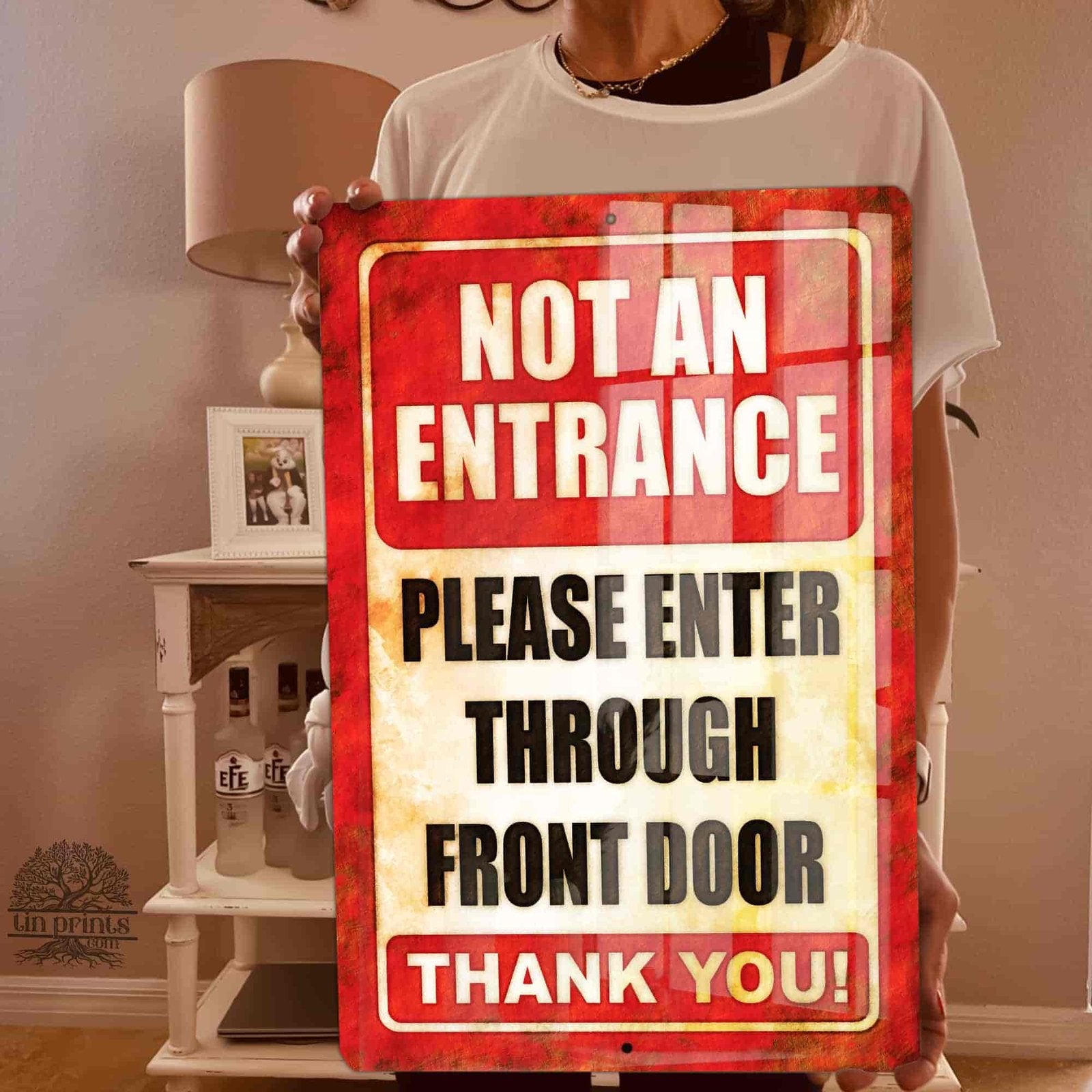 1020.dogs In Yard Do Not Enter Metal Tin Sign, 12x18 in, Indoor/Outdoor Decorative Sign - a4