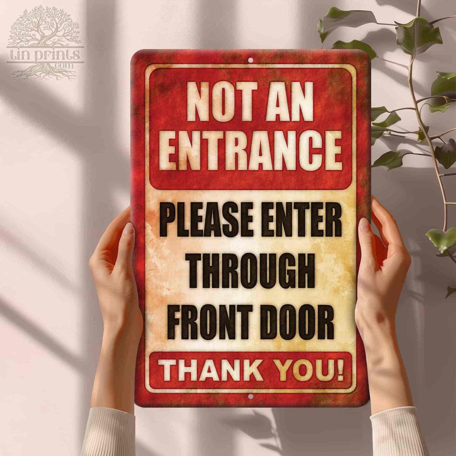 1020.dogs In Yard Do Not Enter Metal Tin Sign, 12x18 in, Indoor/Outdoor Decorative Sign - a4