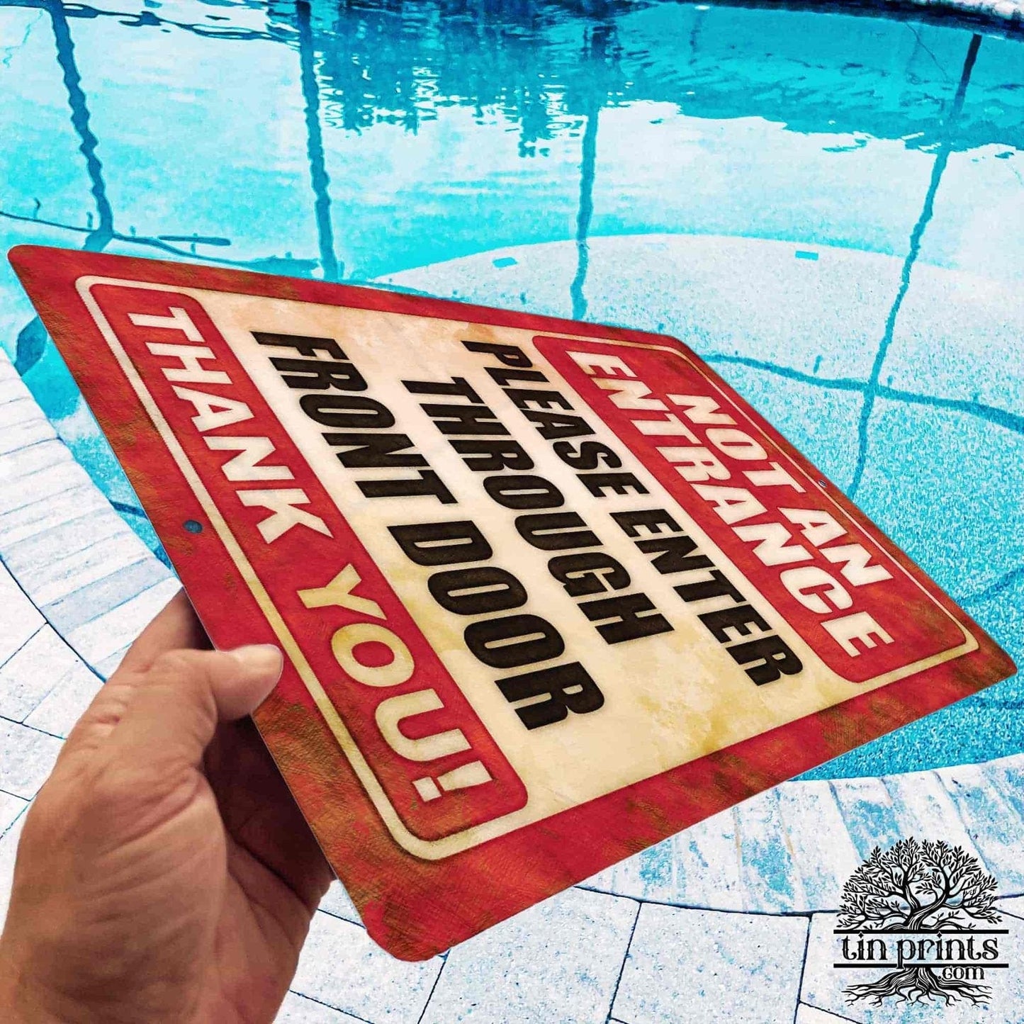 1020.dogs In Yard Do Not Enter Metal Tin Sign, 12x18 in, Indoor/Outdoor Decorative Sign - a4