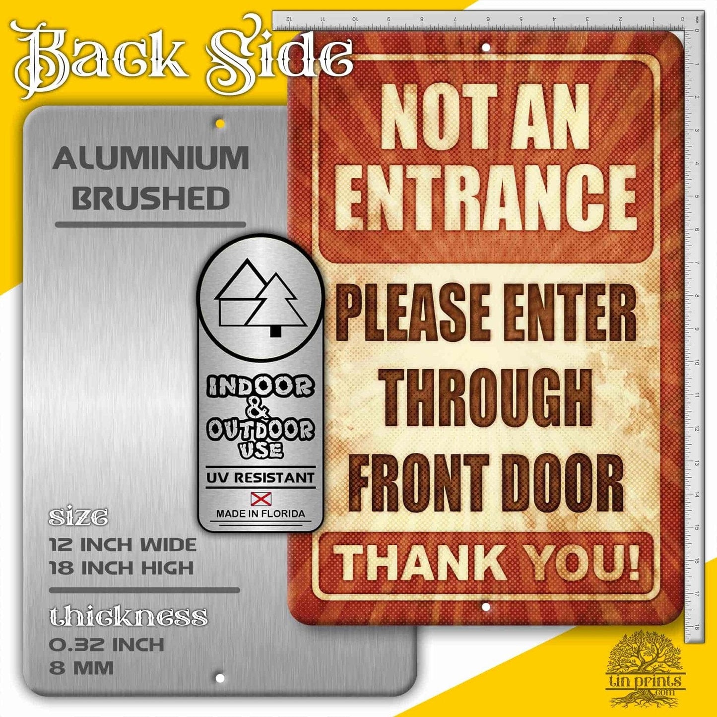 1020.dogs In Yard Do Not Enter Metal Tin Sign, 12x18 in, Indoor/Outdoor Decorative Sign - a4