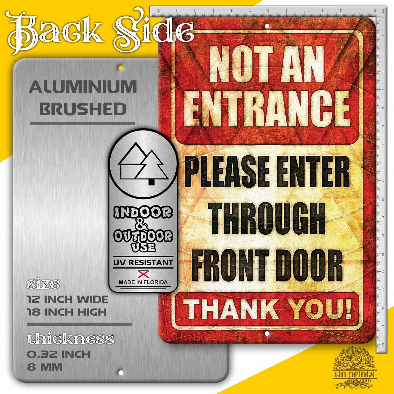 1020.dogs In Yard Do Not Enter Metal Tin Sign, 12x18 in, Indoor/Outdoor Decorative Sign - a4