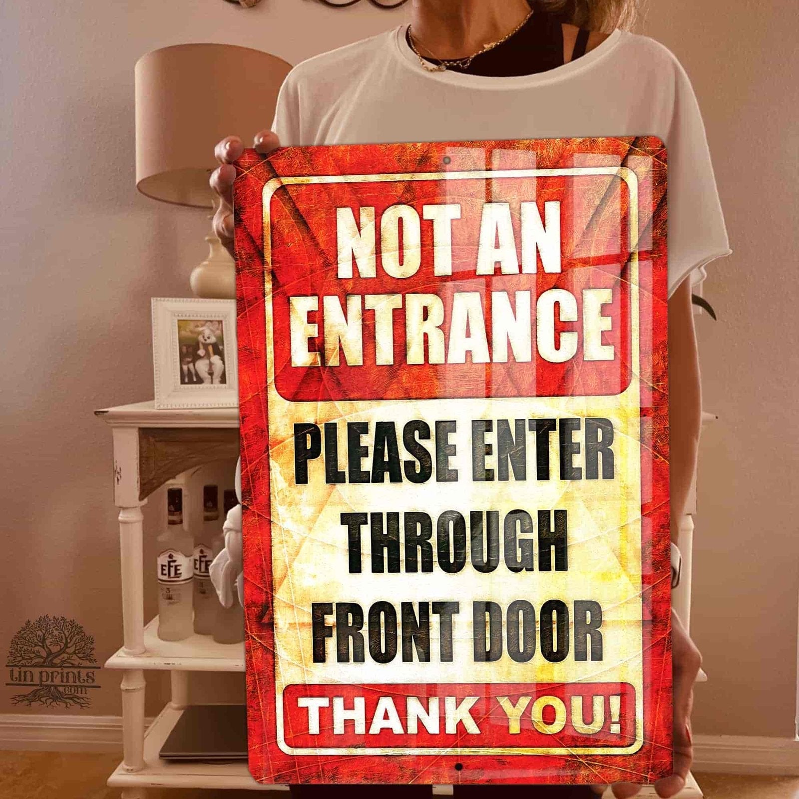 1020.dogs In Yard Do Not Enter Metal Tin Sign, 12x18 in, Indoor/Outdoor Decorative Sign - a4