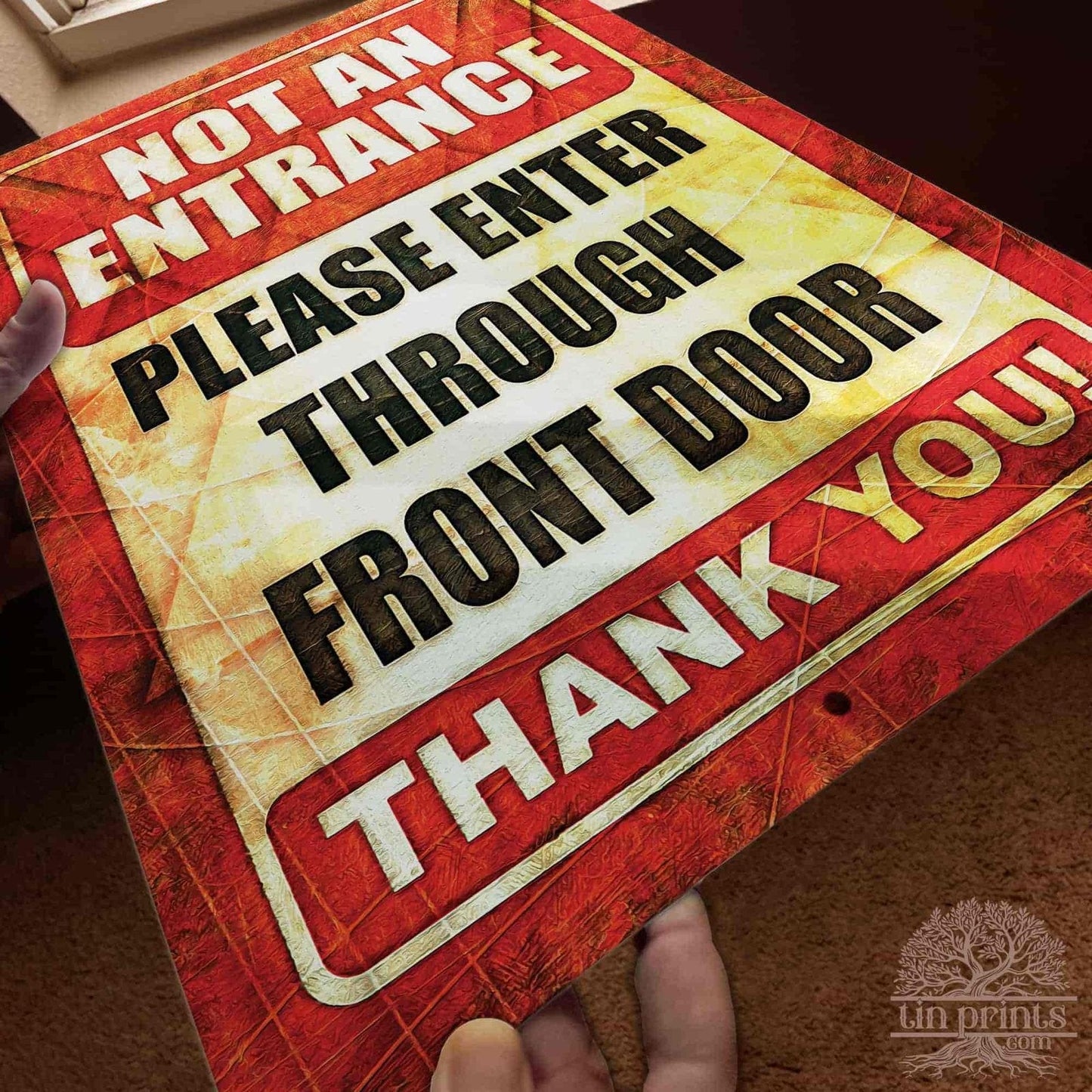 1020.dogs In Yard Do Not Enter Metal Tin Sign, 12x18 in, Indoor/Outdoor Decorative Sign - a4