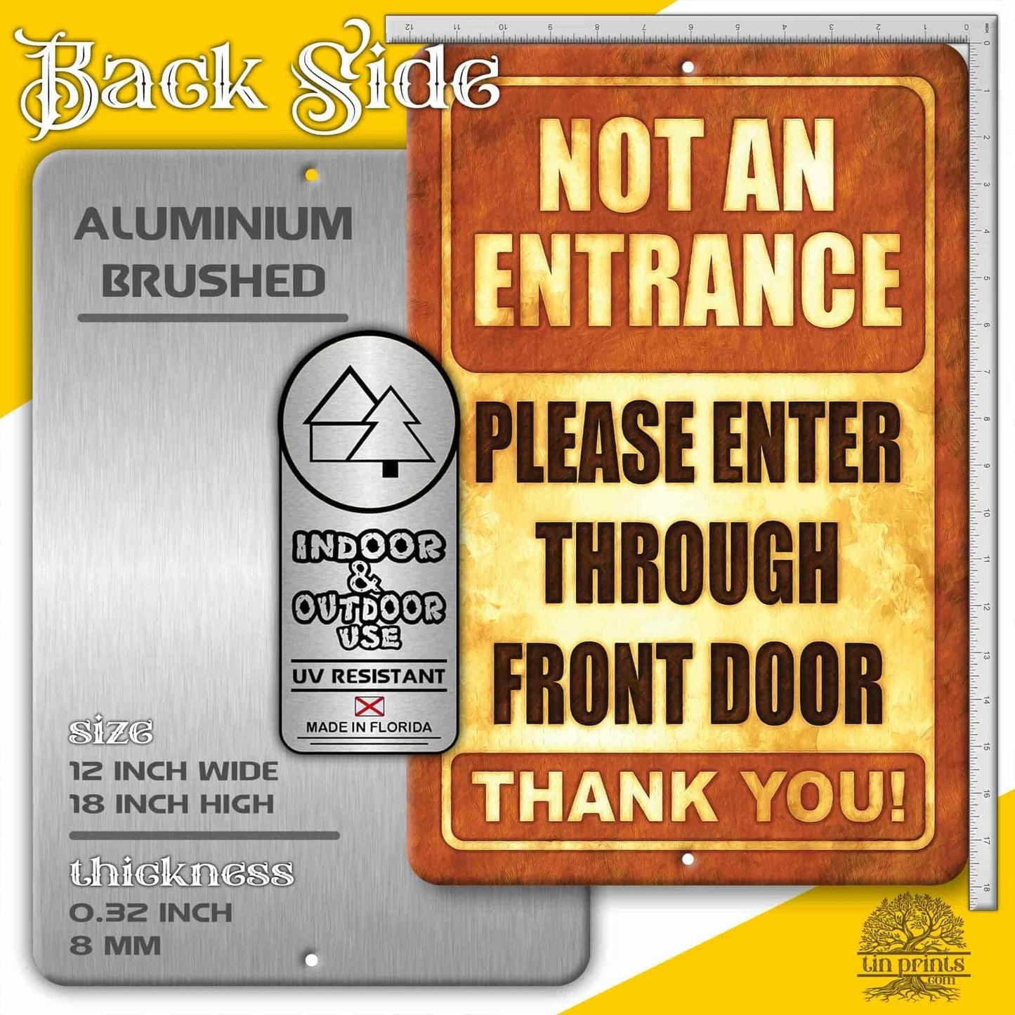 1020.dogs In Yard Do Not Enter Metal Tin Sign, 12x18 in, Indoor/Outdoor Decorative Sign - a4