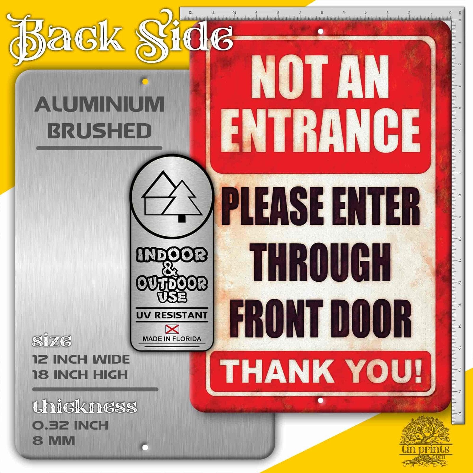 1020.dogs In Yard Do Not Enter Metal Tin Sign, 12x18 in, Indoor/Outdoor Decorative Sign - a4