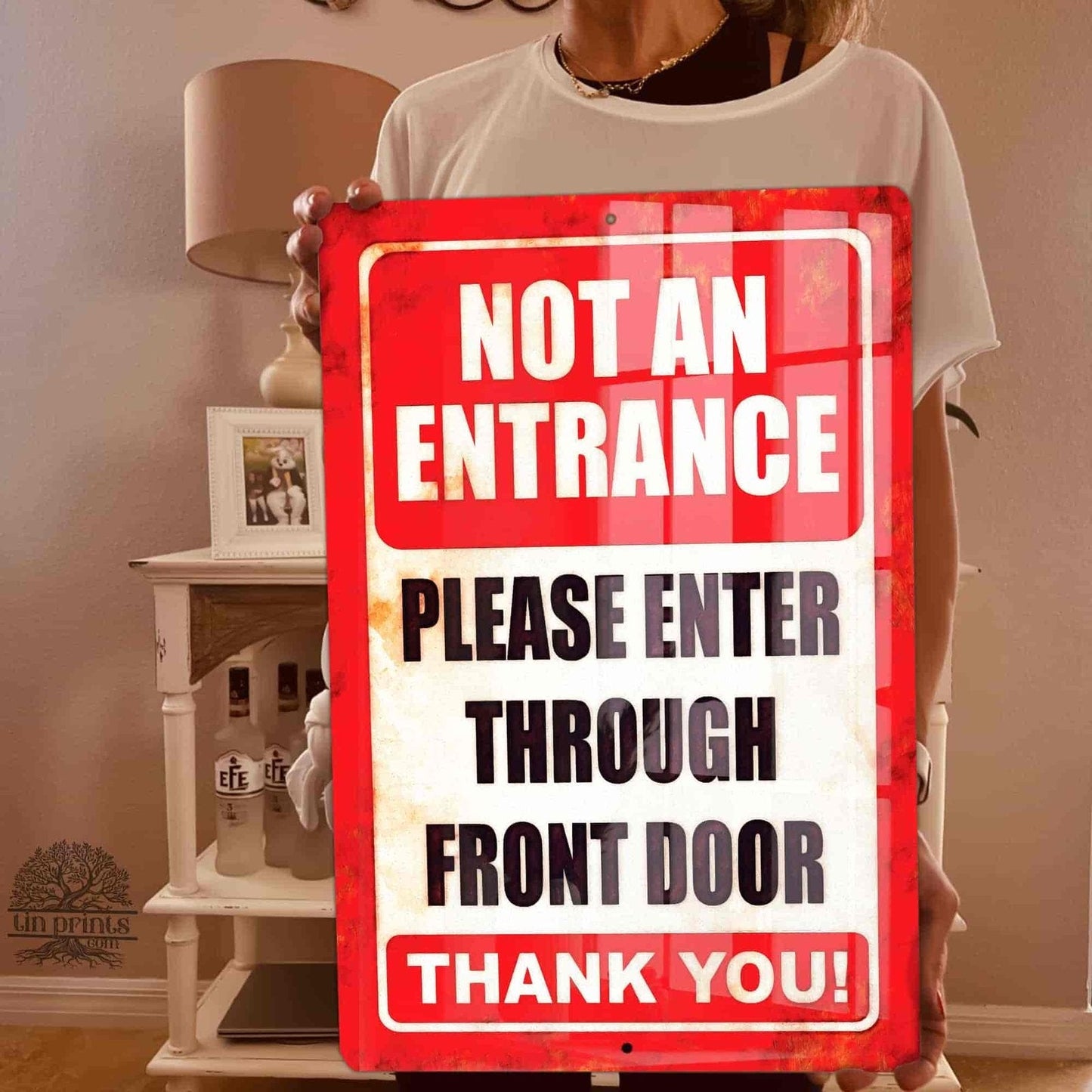 1020.dogs In Yard Do Not Enter Metal Tin Sign, 12x18 in, Indoor/Outdoor Decorative Sign - a4