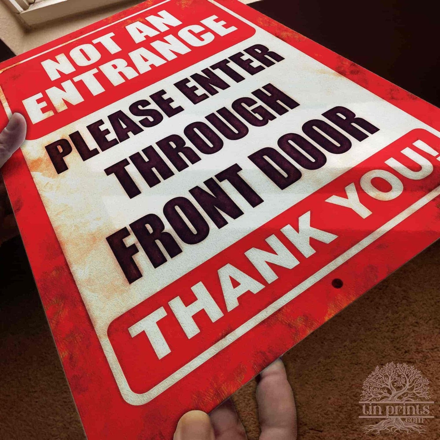 1020.dogs In Yard Do Not Enter Metal Tin Sign, 12x18 in, Indoor/Outdoor Decorative Sign - a4