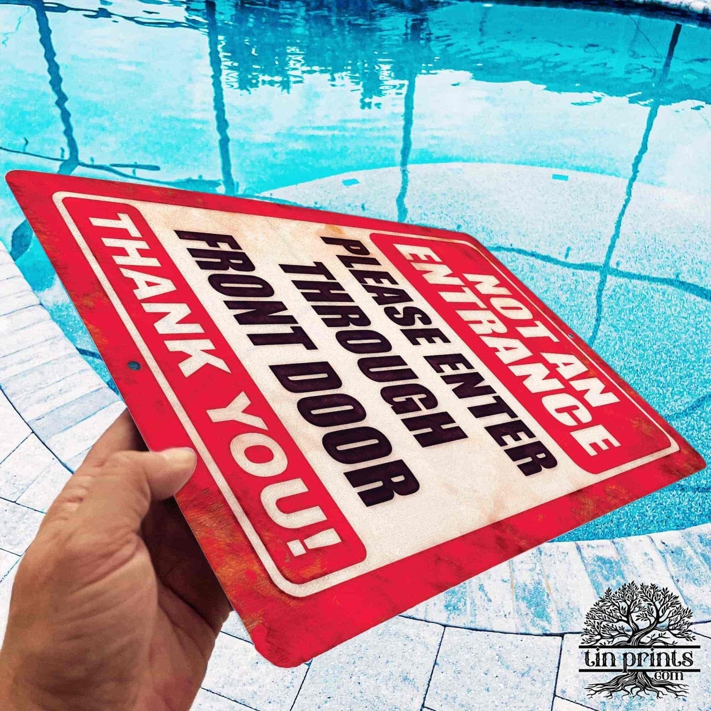 1020.dogs In Yard Do Not Enter Metal Tin Sign, 12x18 in, Indoor/Outdoor Decorative Sign - a4