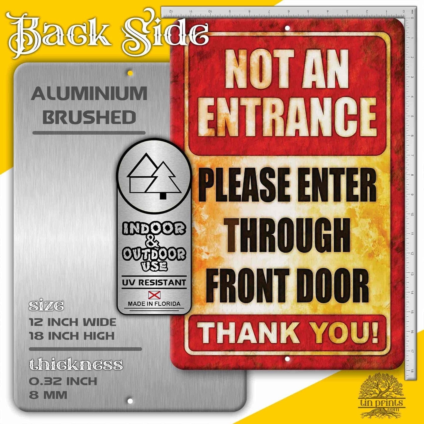 1020.dogs In Yard Do Not Enter Metal Tin Sign, 12x18 in, Indoor/Outdoor Decorative Sign - a4