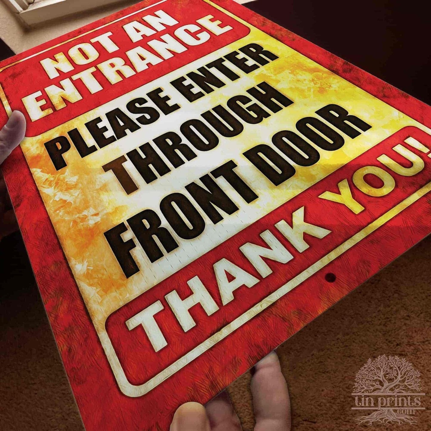 1020.dogs In Yard Do Not Enter Metal Tin Sign, 12x18 in, Indoor/Outdoor Decorative Sign - a4