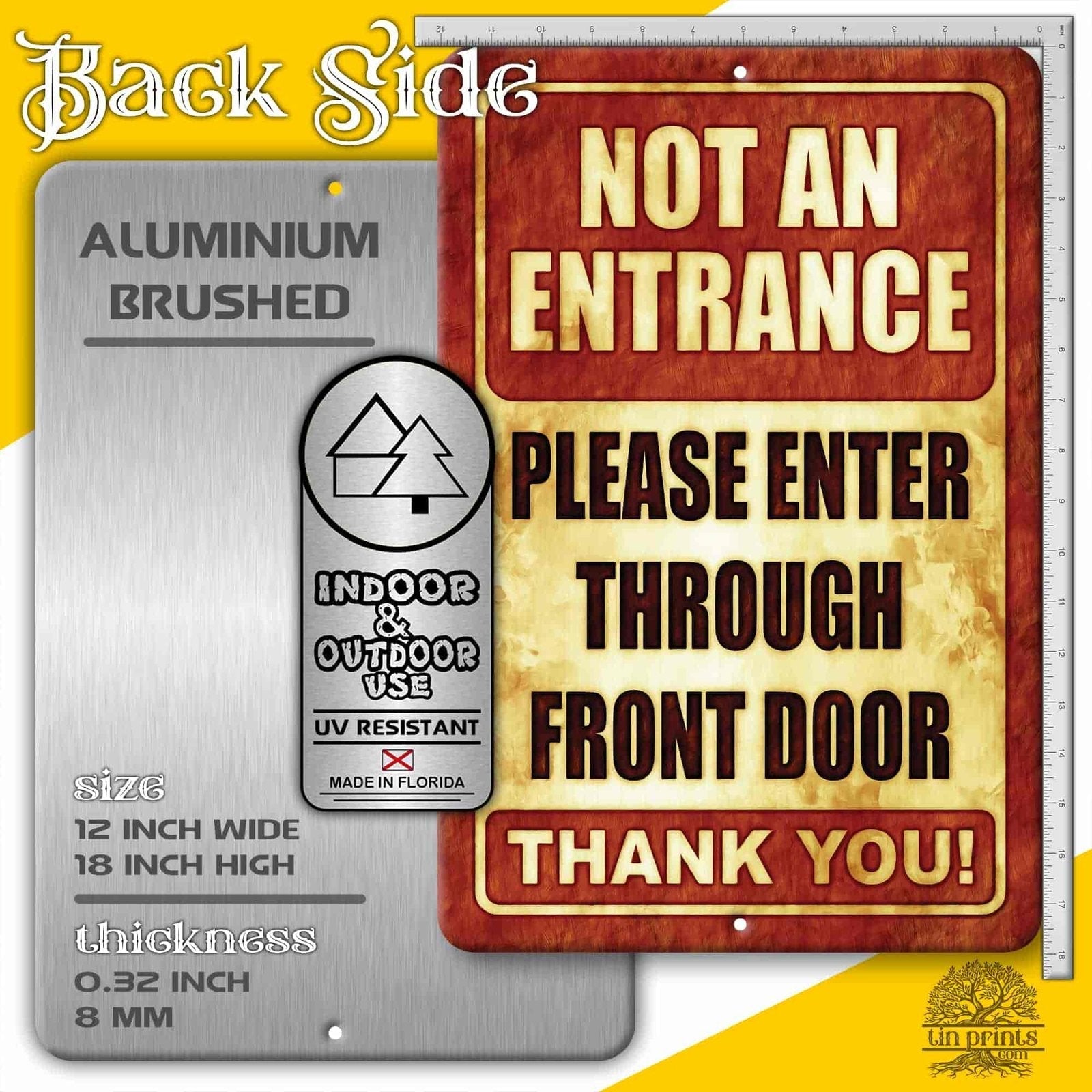 1020.dogs In Yard Do Not Enter Metal Tin Sign, 12x18 in, Indoor/Outdoor Decorative Sign - a4