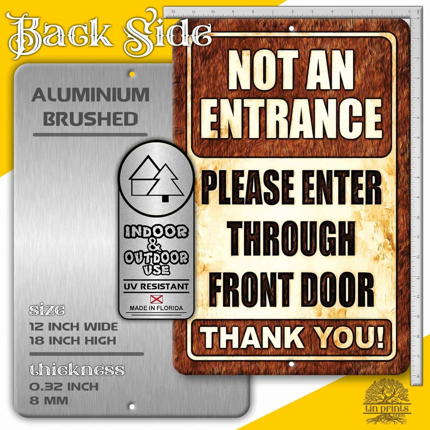 1020.dogs In Yard Do Not Enter Metal Tin Sign, 12x18 in, Indoor/Outdoor Decorative Sign - a4