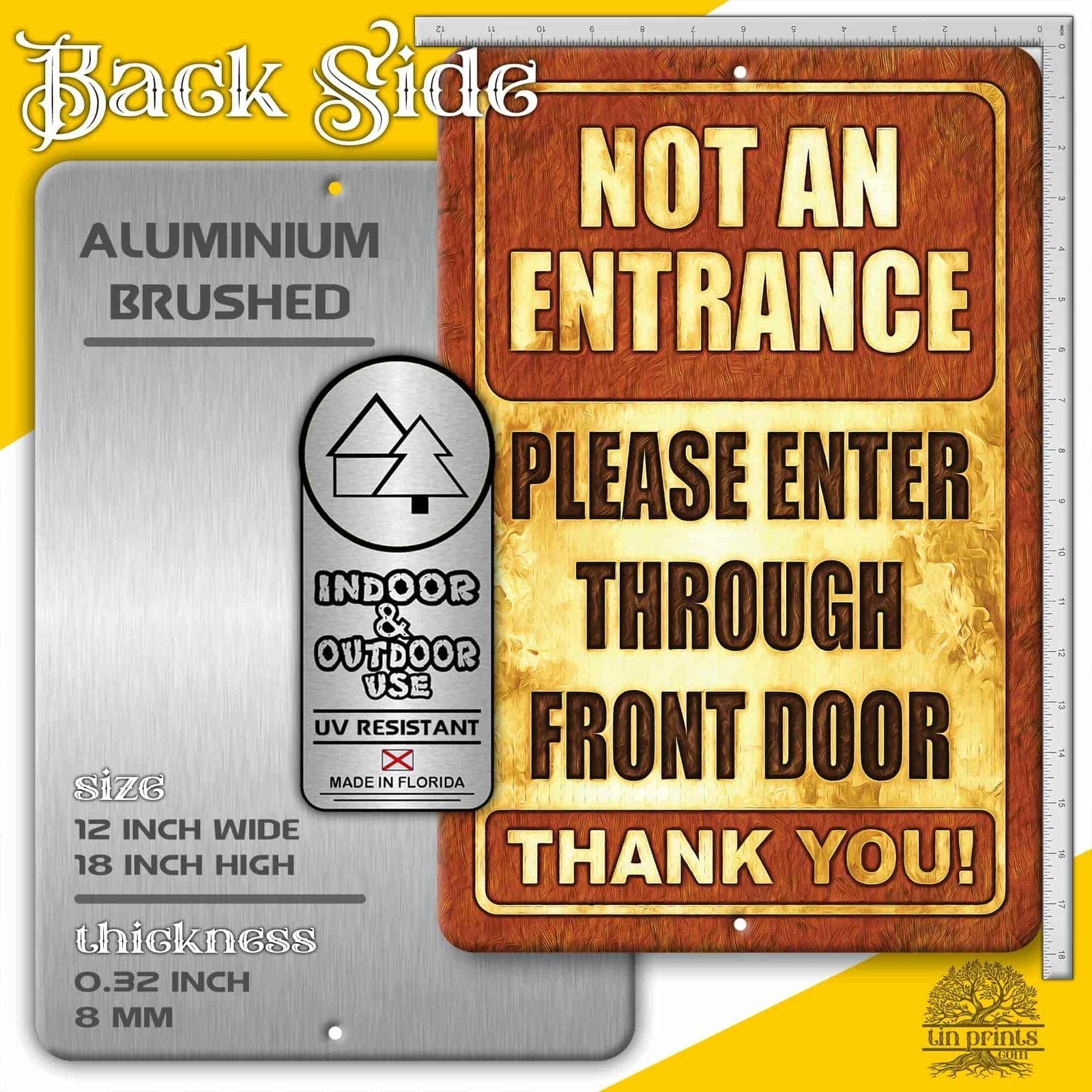 1020.dogs In Yard Do Not Enter Metal Tin Sign, 12x18 in, Indoor/Outdoor Decorative Sign - a4