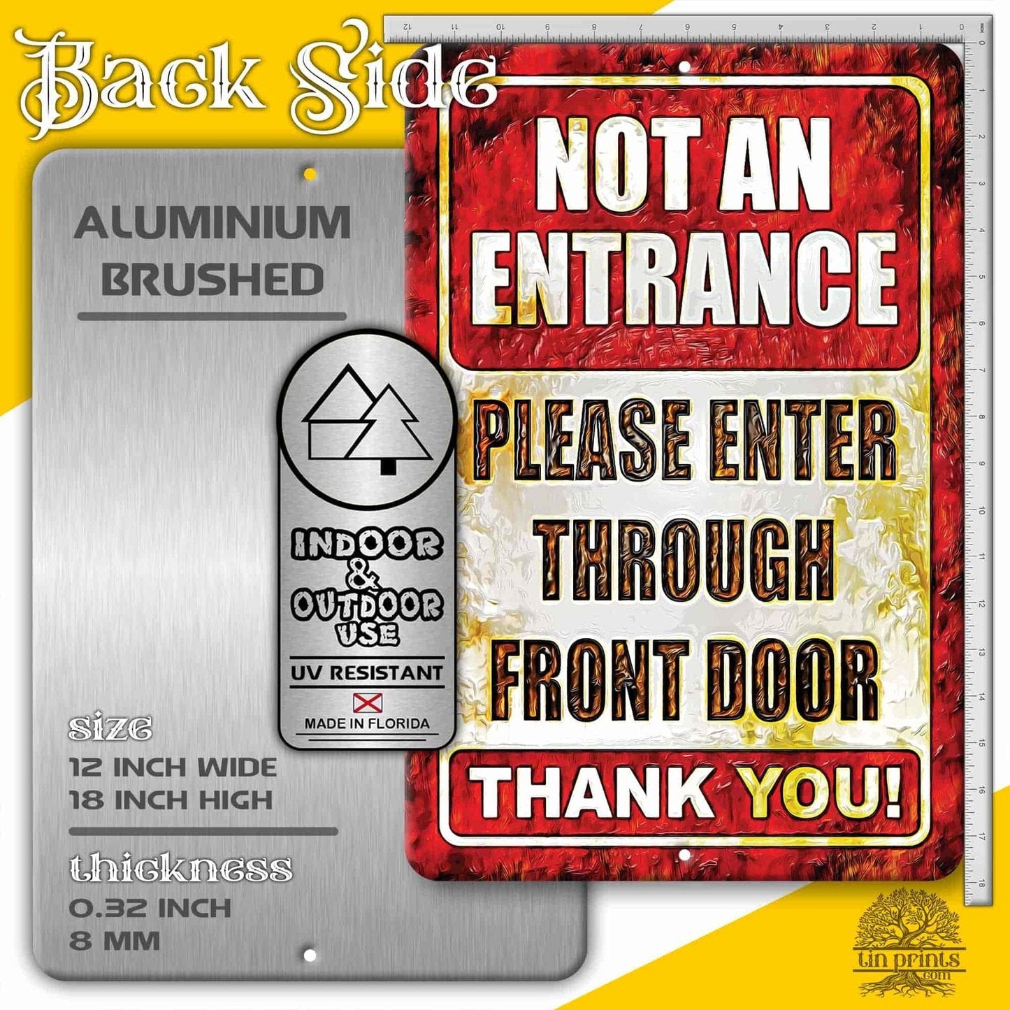 1020.dogs In Yard Do Not Enter Metal Tin Sign, 12x18 in, Indoor/Outdoor Decorative Sign - a4