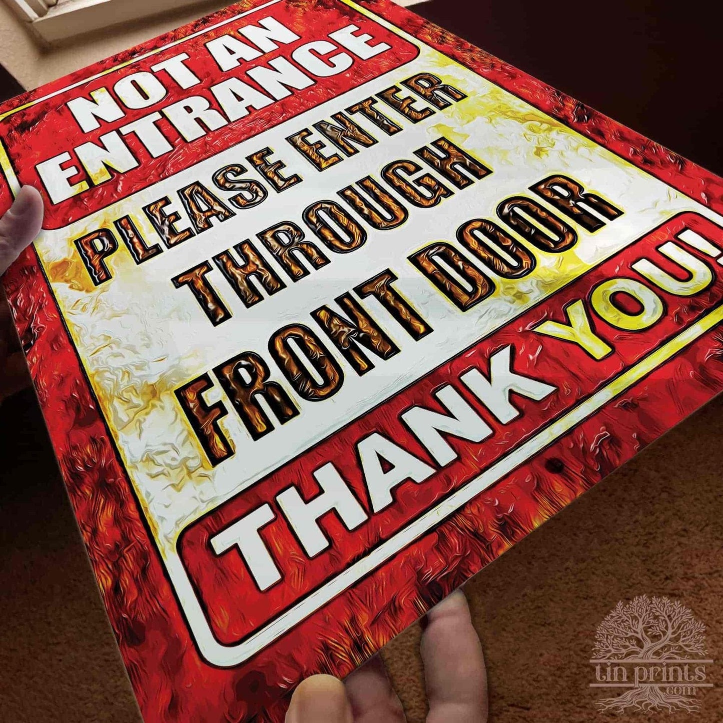 1020.dogs In Yard Do Not Enter Metal Tin Sign, 12x18 in, Indoor/Outdoor Decorative Sign - a4