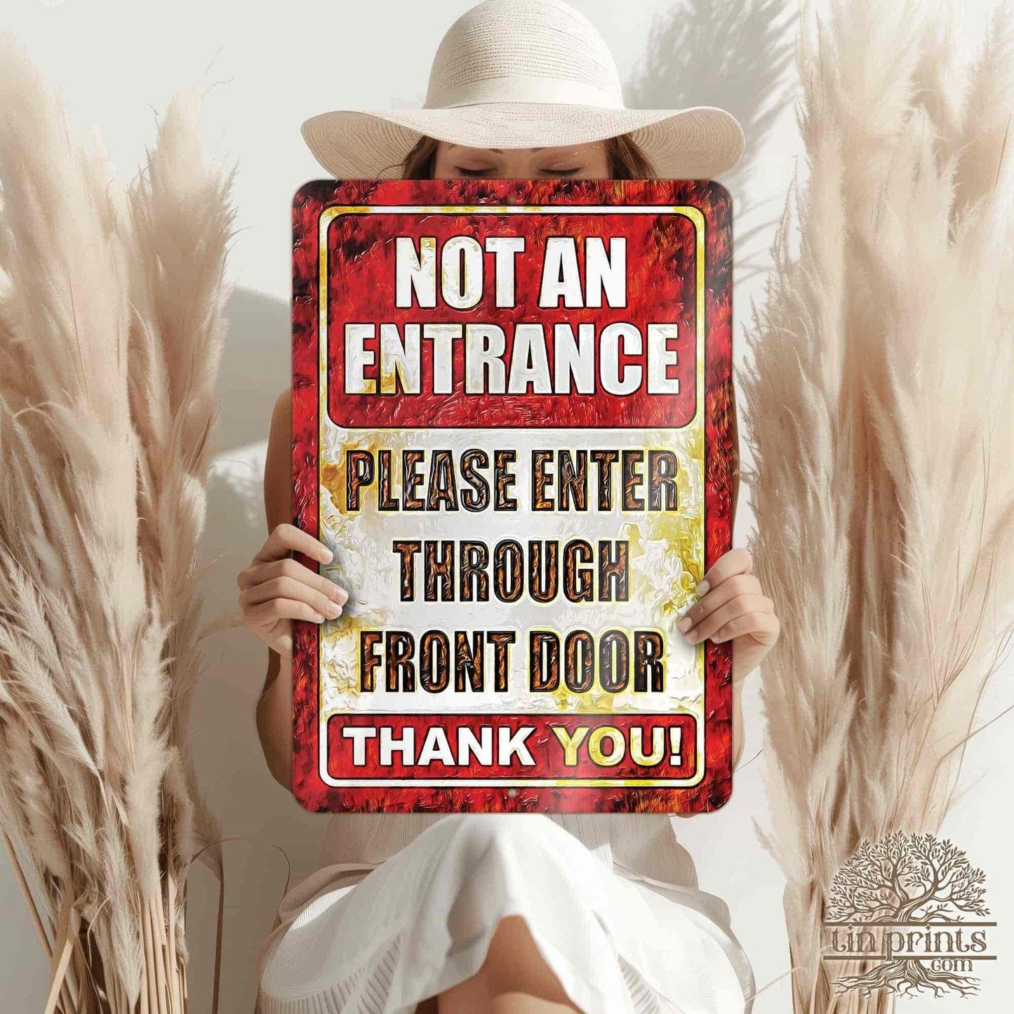 1020.dogs In Yard Do Not Enter Metal Tin Sign, 12x18 in, Indoor/Outdoor Decorative Sign - a4