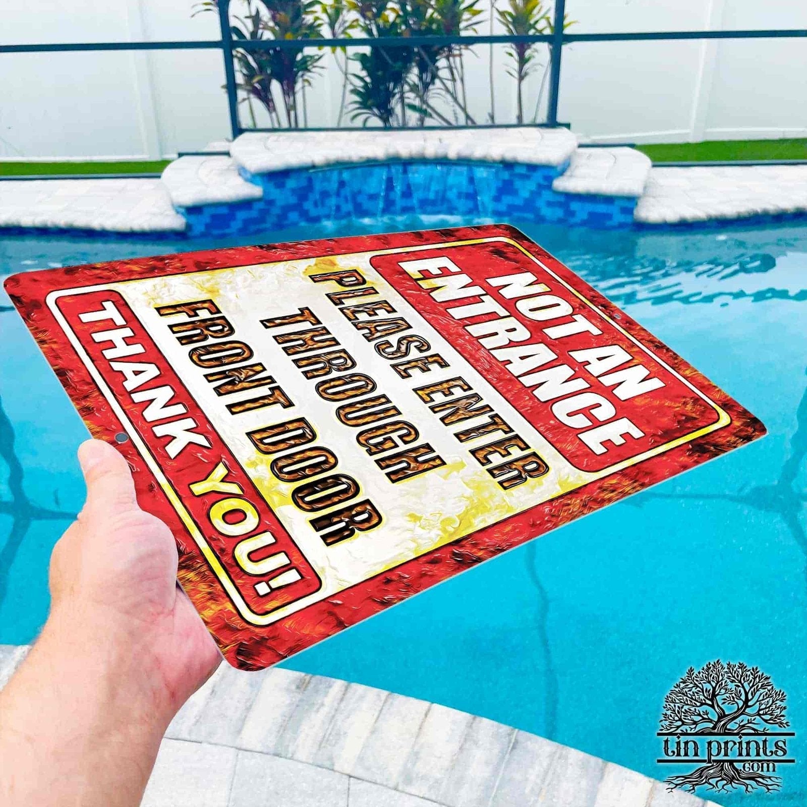 1020.dogs In Yard Do Not Enter Metal Tin Sign, 12x18 in, Indoor/Outdoor Decorative Sign - a4