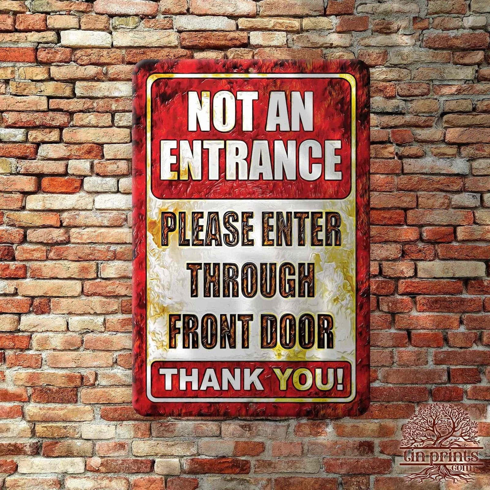 1020.dogs In Yard Do Not Enter Metal Tin Sign, 12x18 in, Indoor/Outdoor Decorative Sign - a4