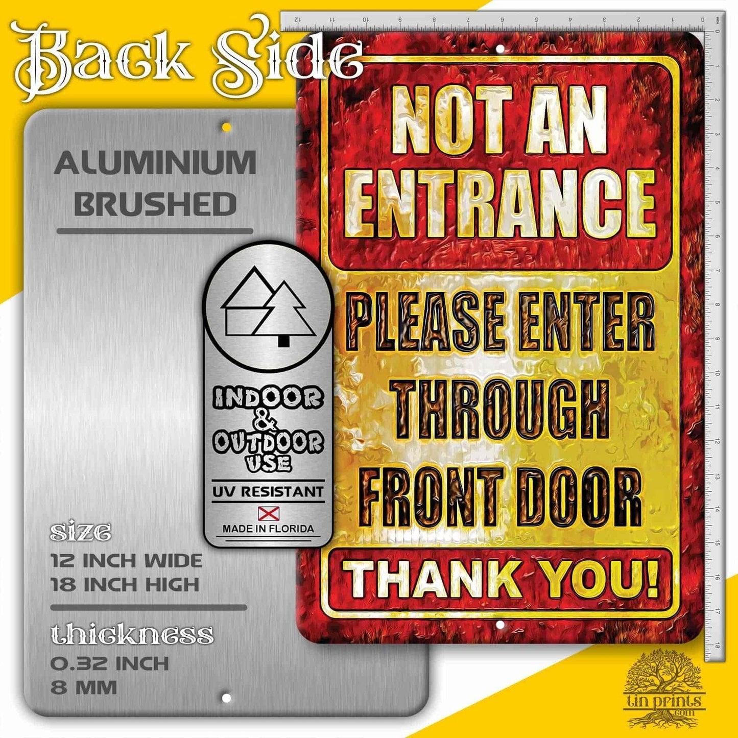 1020.dogs In Yard Do Not Enter Metal Tin Sign, 12x18 in, Indoor/Outdoor Decorative Sign - a4