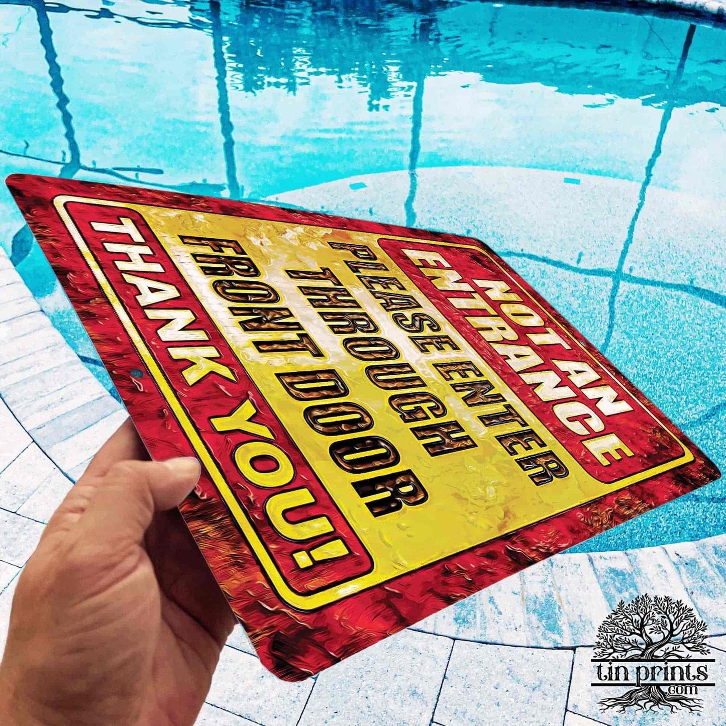 1020.dogs In Yard Do Not Enter Metal Tin Sign, 12x18 in, Indoor/Outdoor Decorative Sign - a4