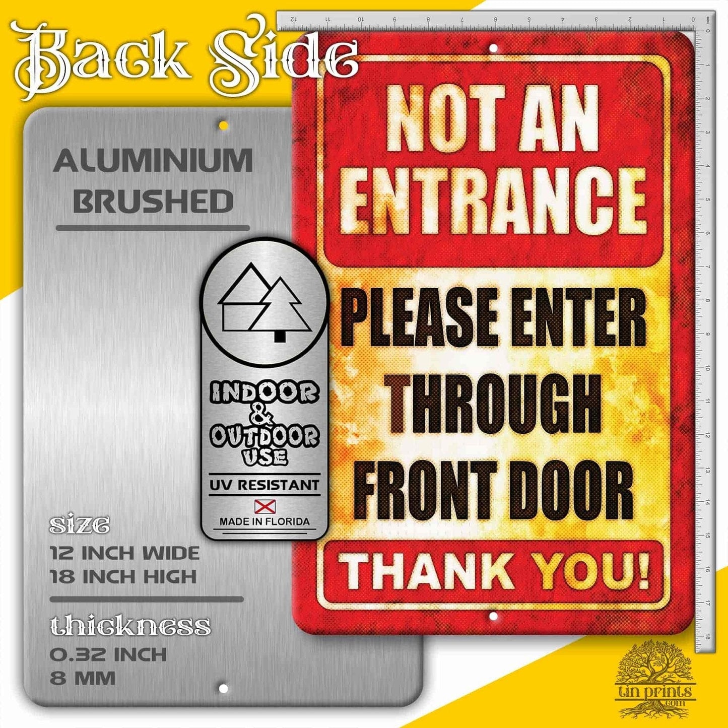 1020.dogs In Yard Do Not Enter Metal Tin Sign, 12x18 in, Indoor/Outdoor Decorative Sign - a4