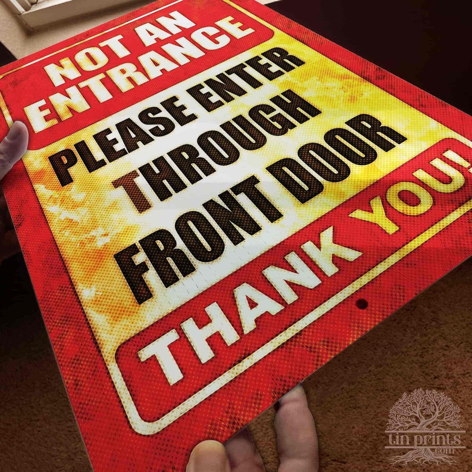 1020.dogs In Yard Do Not Enter Metal Tin Sign, 12x18 in, Indoor/Outdoor Decorative Sign - a4