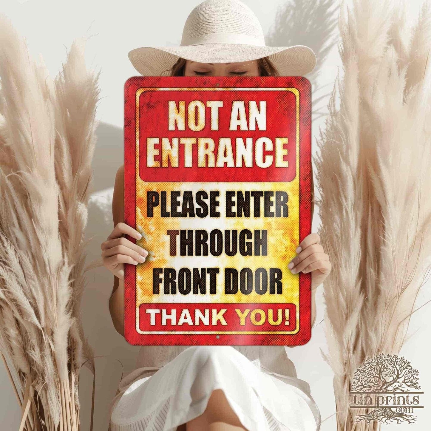 1020.dogs In Yard Do Not Enter Metal Tin Sign, 12x18 in, Indoor/Outdoor Decorative Sign - a4