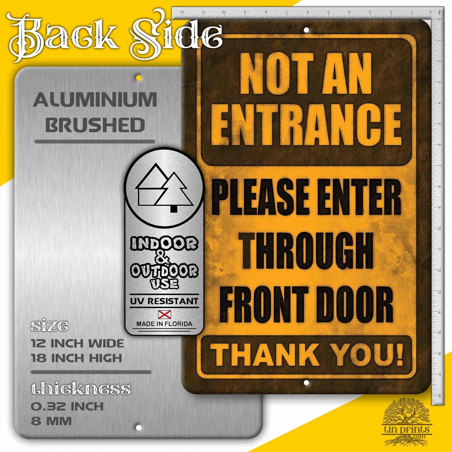 1020.dogs In Yard Do Not Enter Metal Tin Sign, 12x18 in, Indoor/Outdoor Decorative Sign - a4