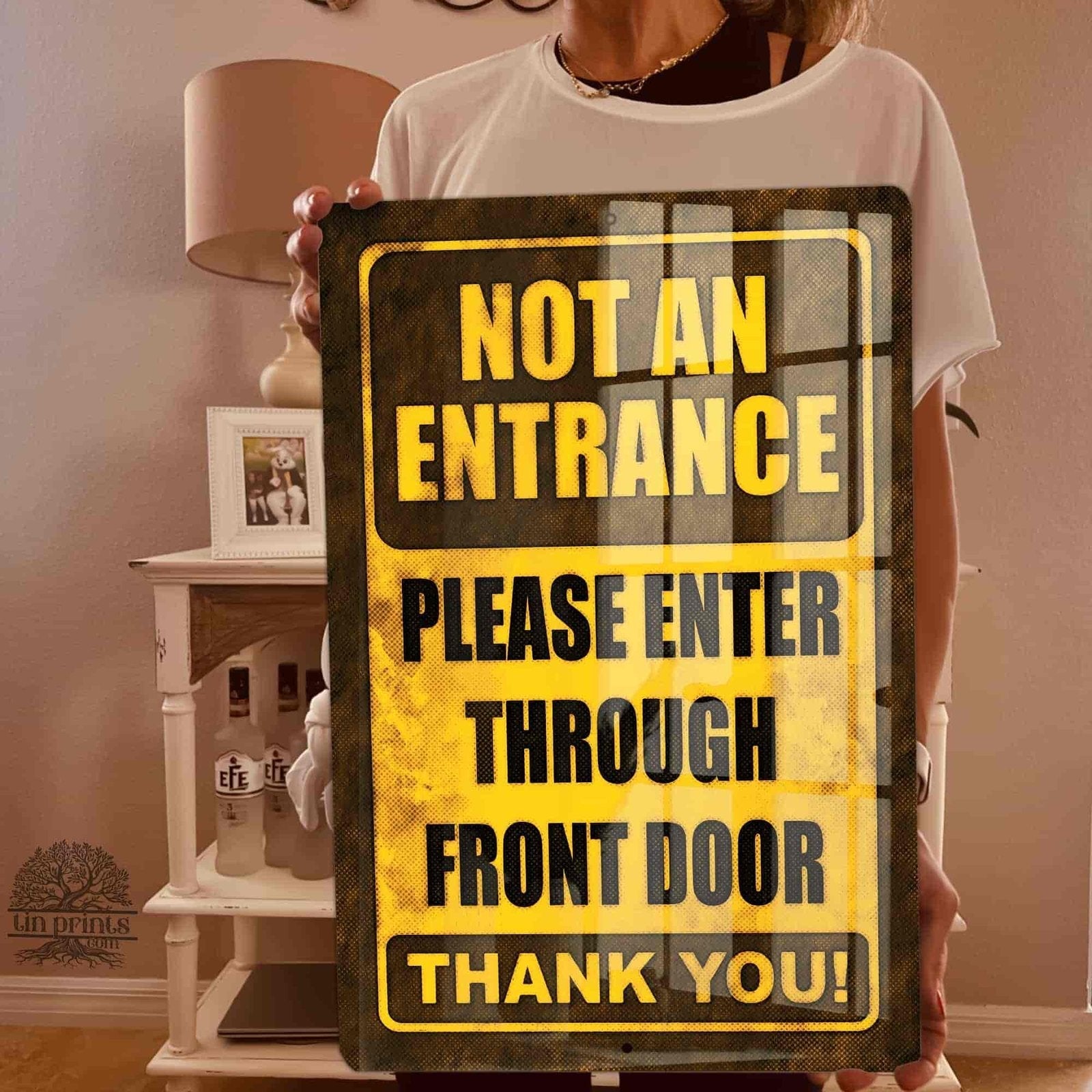 1020.dogs In Yard Do Not Enter Metal Tin Sign, 12x18 in, Indoor/Outdoor Decorative Sign - a4