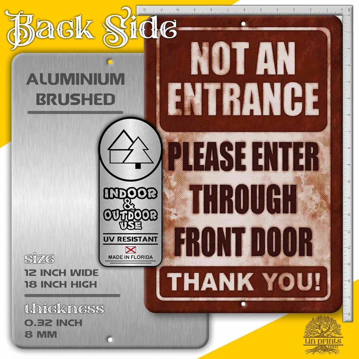 1020.dogs In Yard Do Not Enter Metal Tin Sign, 12x18 in, Indoor/Outdoor Decorative Sign - a4