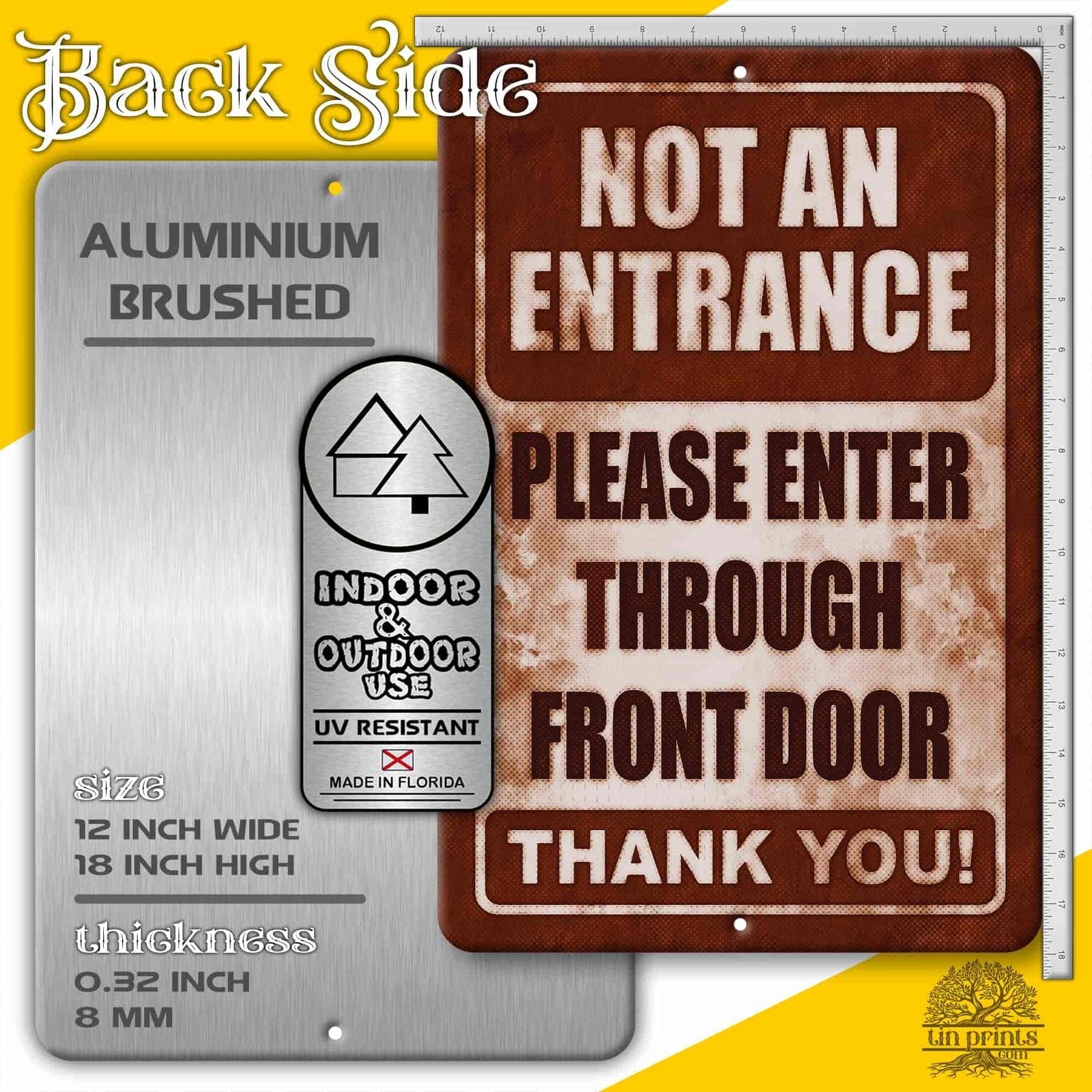 1020.dogs In Yard Do Not Enter Metal Tin Sign, 12x18 in, Indoor/Outdoor Decorative Sign - a4