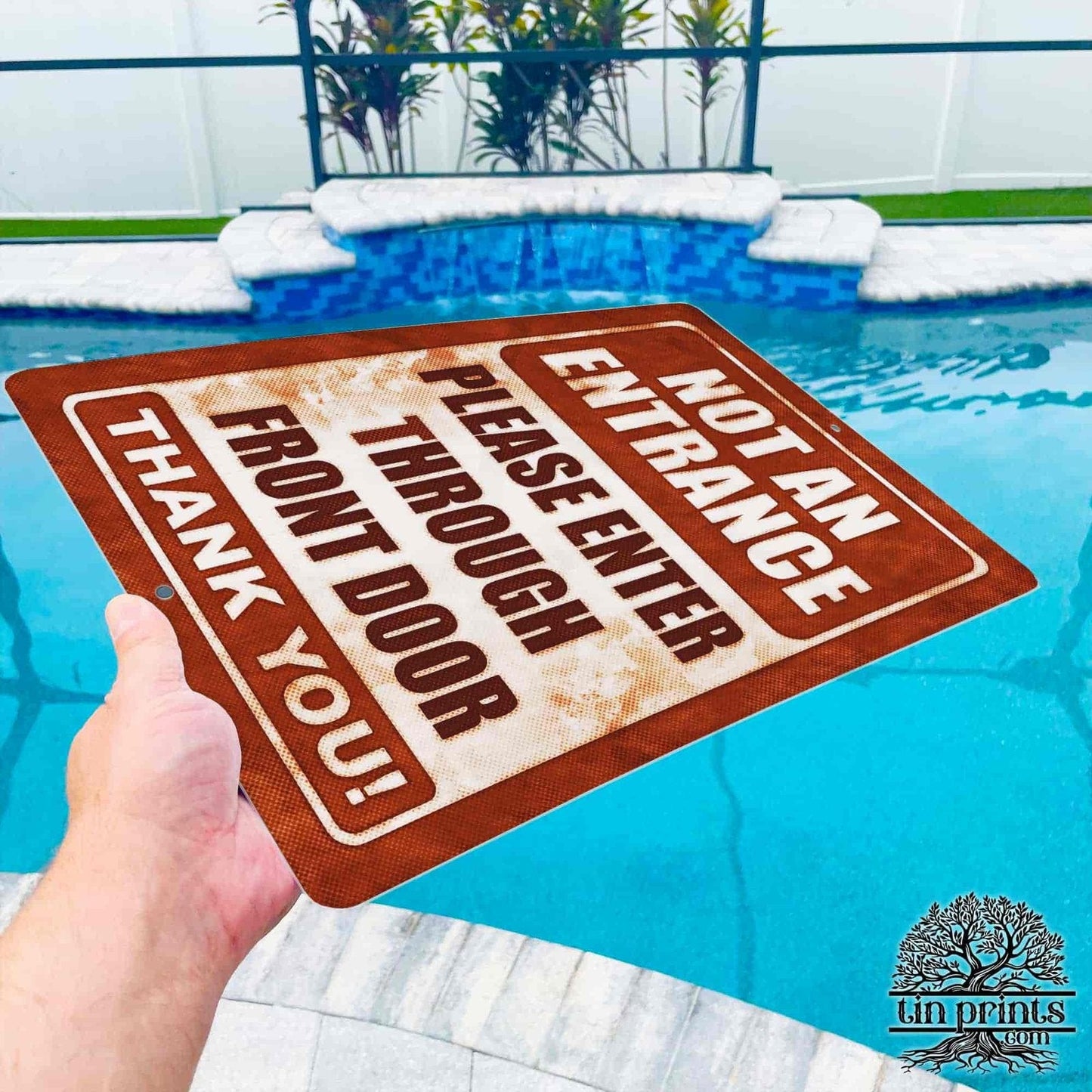 1020.dogs In Yard Do Not Enter Metal Tin Sign, 12x18 in, Indoor/Outdoor Decorative Sign - a4