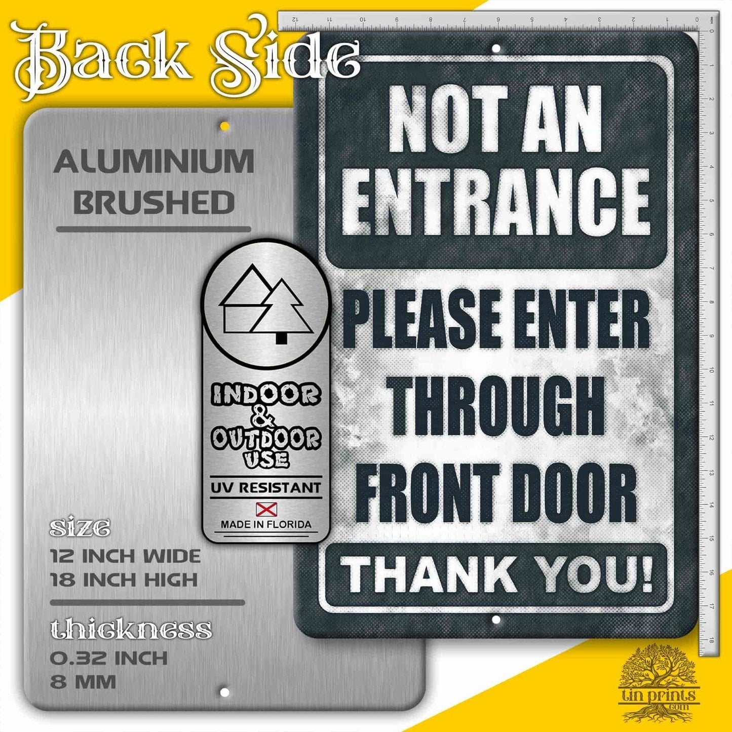 1020.dogs In Yard Do Not Enter Metal Tin Sign, 12x18 in, Indoor/Outdoor Decorative Sign - a4