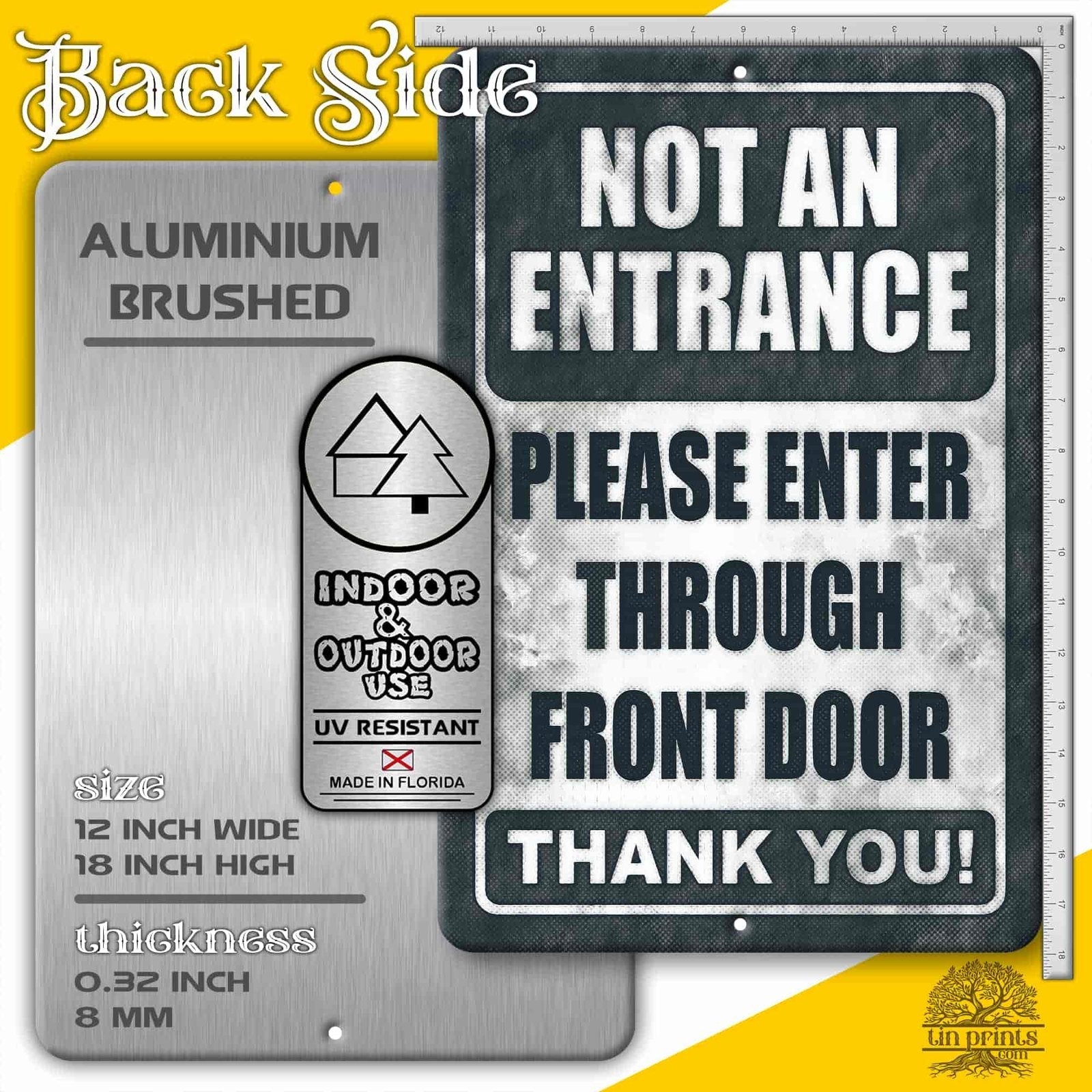 1020.dogs In Yard Do Not Enter Metal Tin Sign, 12x18 in, Indoor/Outdoor Decorative Sign - a4