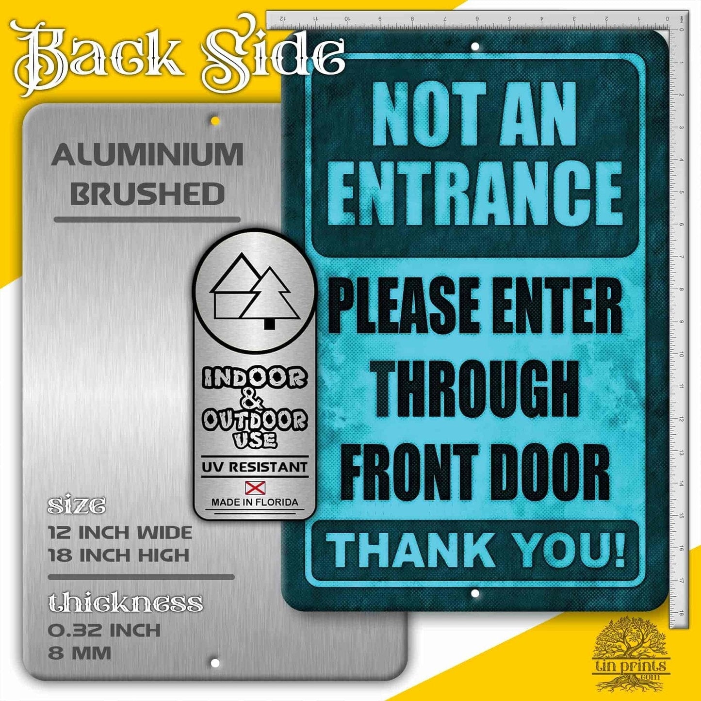 1020.dogs In Yard Do Not Enter Metal Tin Sign, 12x18 in, Indoor/Outdoor Decorative Sign - a4