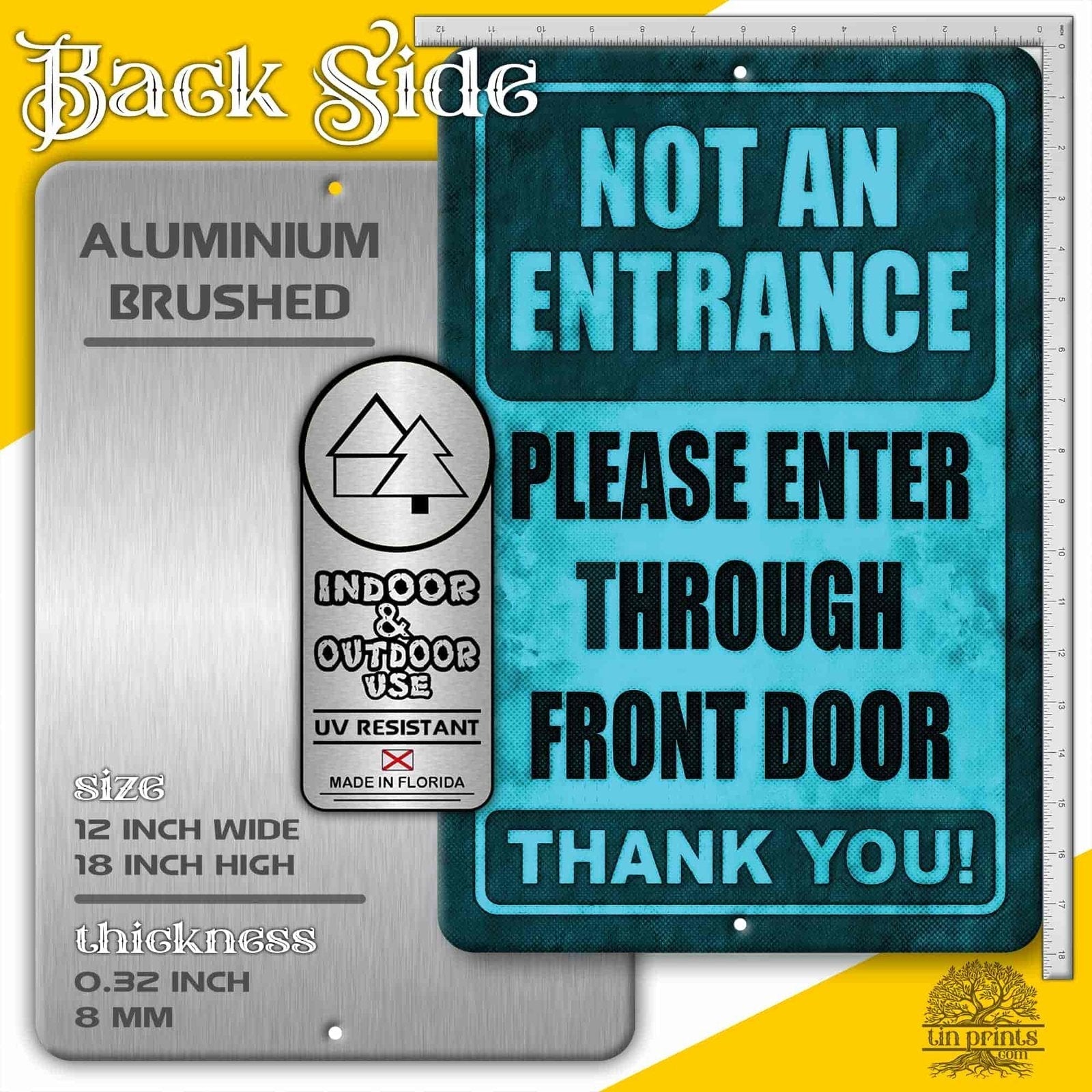 1020.dogs In Yard Do Not Enter Metal Tin Sign, 12x18 in, Indoor/Outdoor Decorative Sign - a4