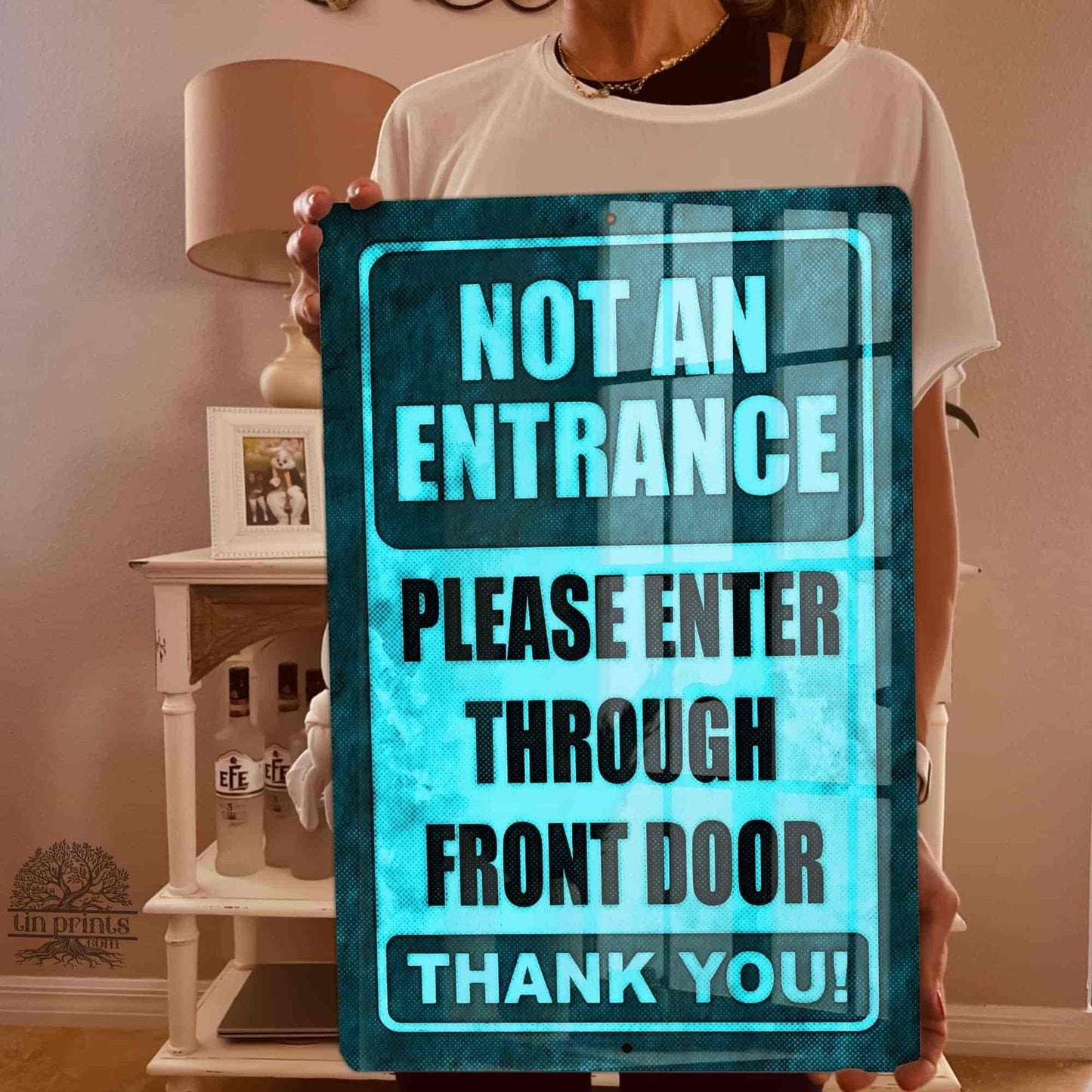 1020.dogs In Yard Do Not Enter Metal Tin Sign, 12x18 in, Indoor/Outdoor Decorative Sign - a4