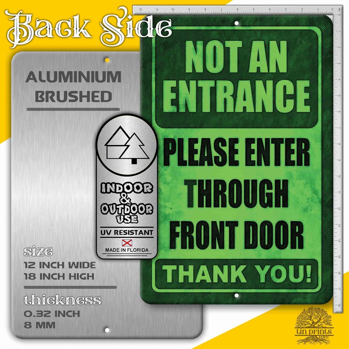 1020.dogs In Yard Do Not Enter Metal Tin Sign, 12x18 in, Indoor/Outdoor Decorative Sign - a4