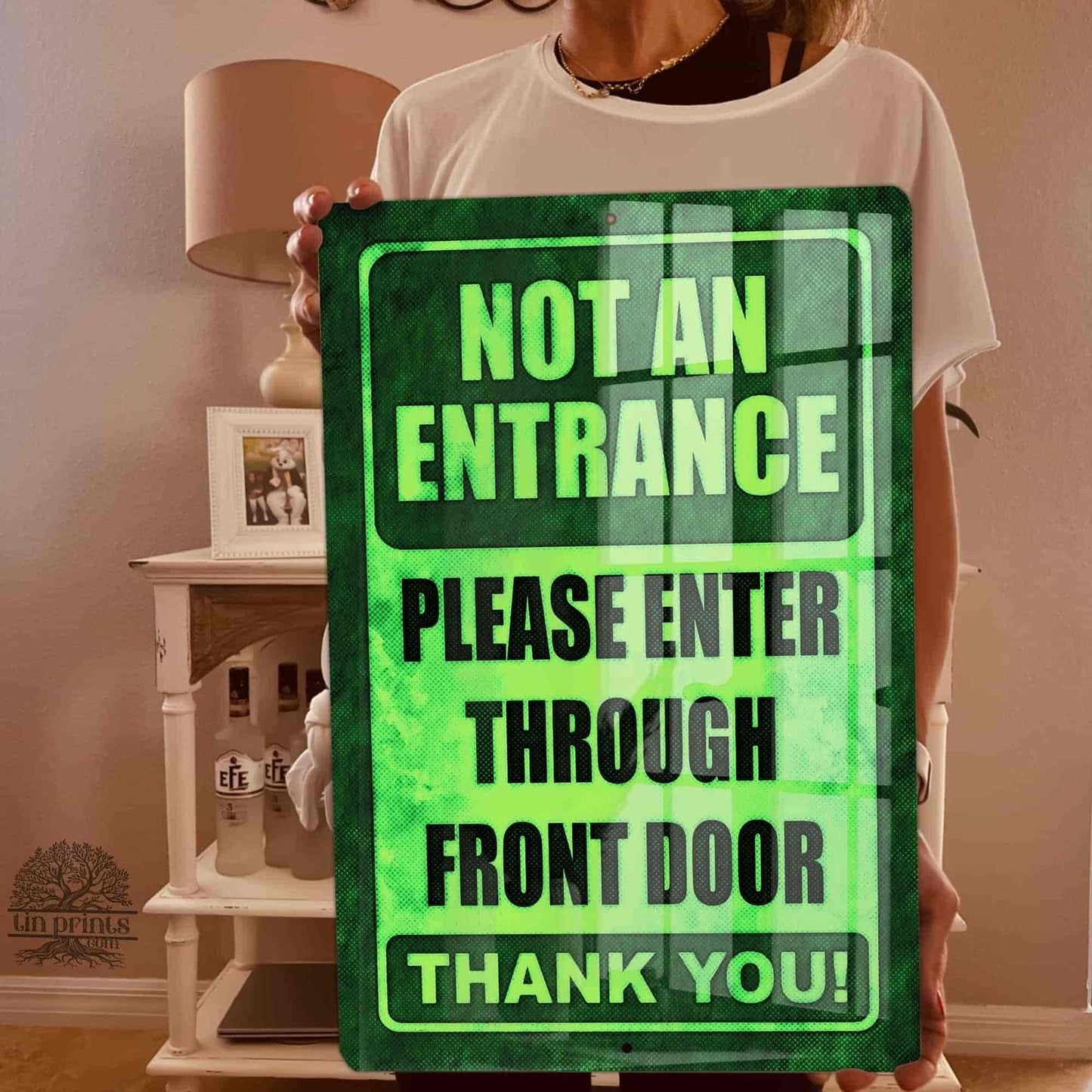 1020.dogs In Yard Do Not Enter Metal Tin Sign, 12x18 in, Indoor/Outdoor Decorative Sign - a4