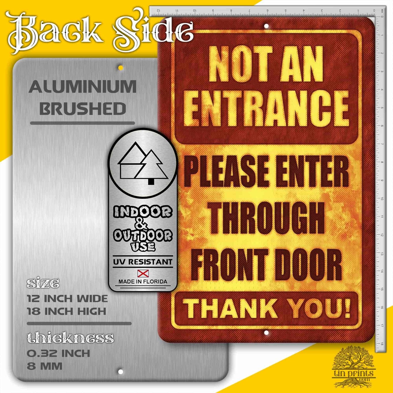 1020.dogs In Yard Do Not Enter Metal Tin Sign, 12x18 in, Indoor/Outdoor Decorative Sign - a4