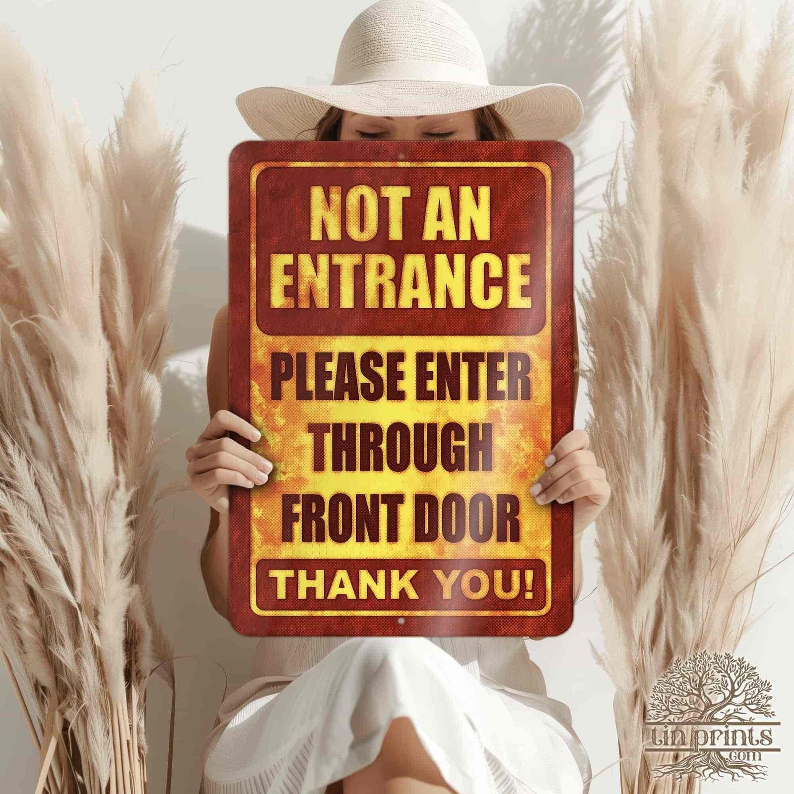 1020.dogs In Yard Do Not Enter Metal Tin Sign, 12x18 in, Indoor/Outdoor Decorative Sign - a4