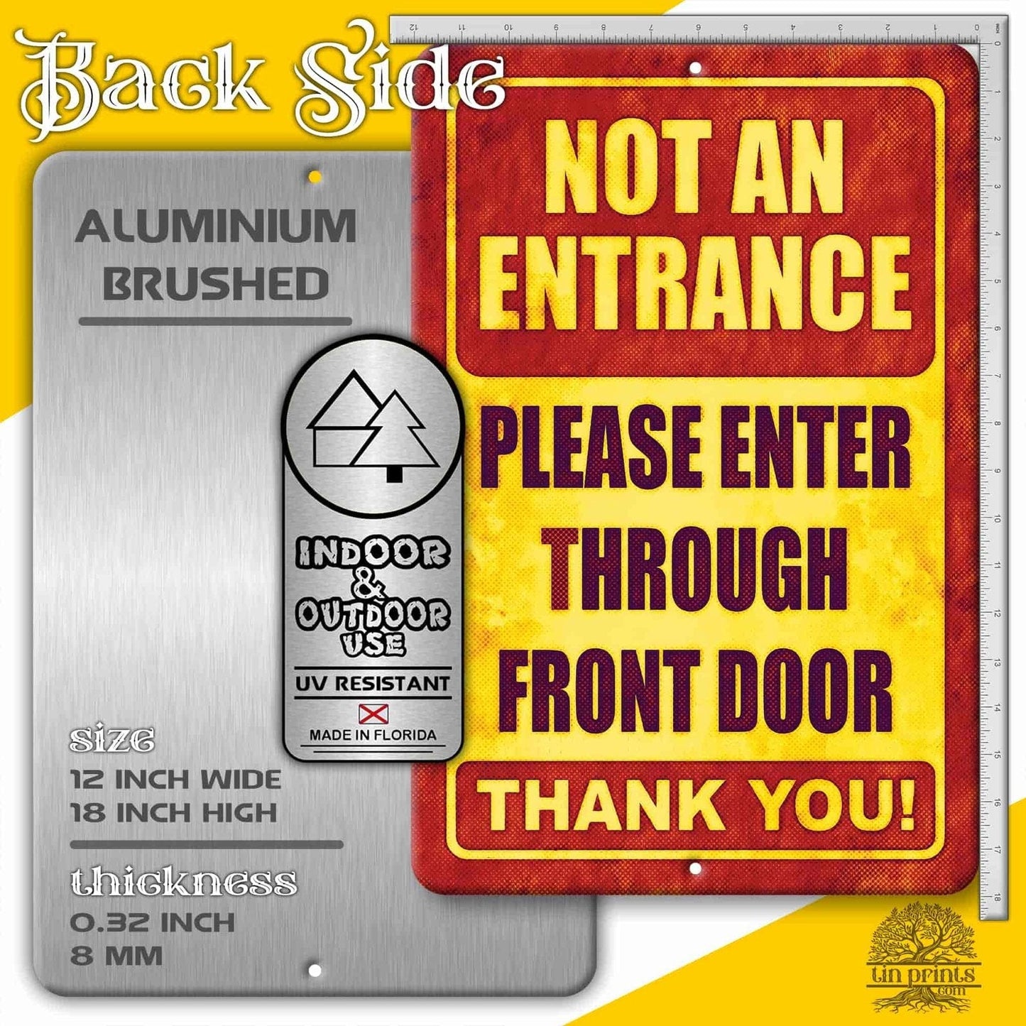 1020.dogs In Yard Do Not Enter Metal Tin Sign, 12x18 in, Indoor/Outdoor Decorative Sign - a4