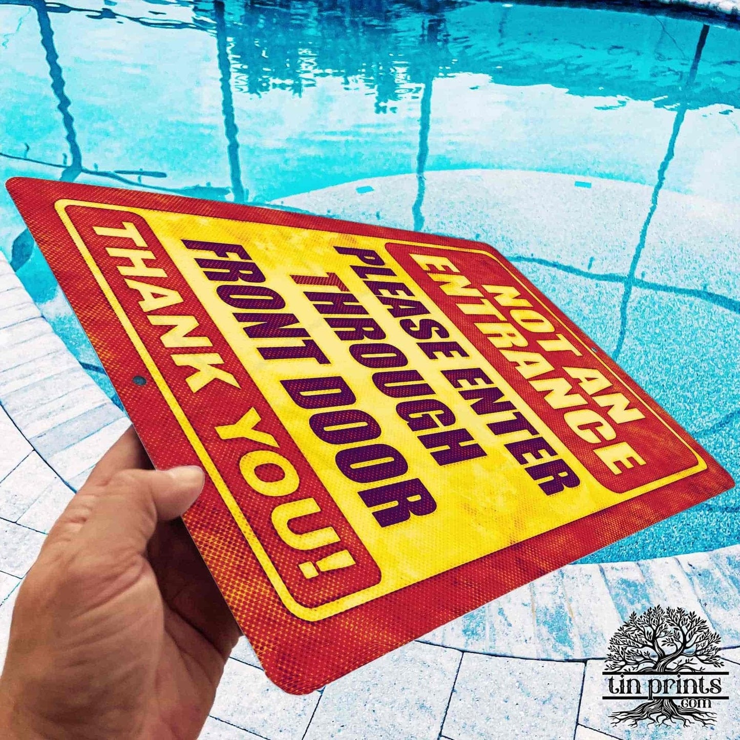 1020.dogs In Yard Do Not Enter Metal Tin Sign, 12x18 in, Indoor/Outdoor Decorative Sign - a4