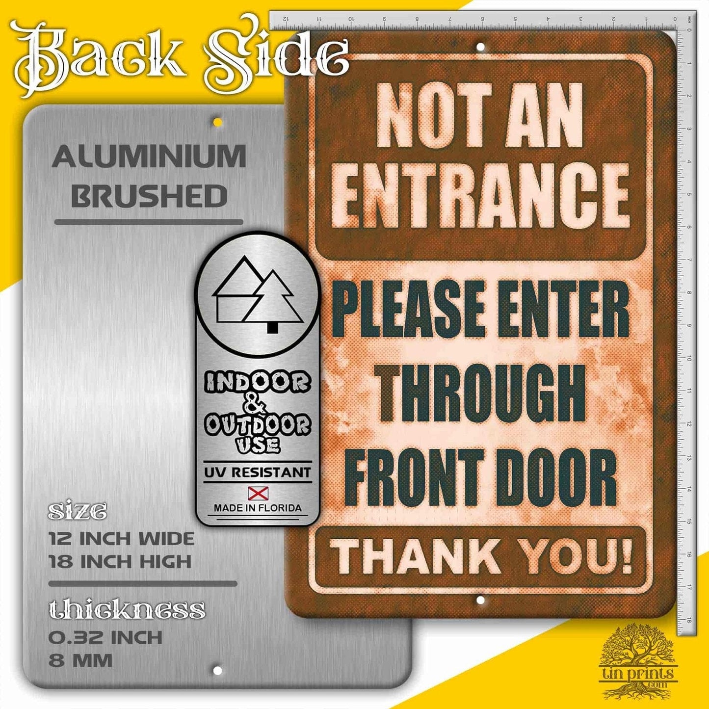 1020.dogs In Yard Do Not Enter Metal Tin Sign, 12x18 in, Indoor/Outdoor Decorative Sign - a4