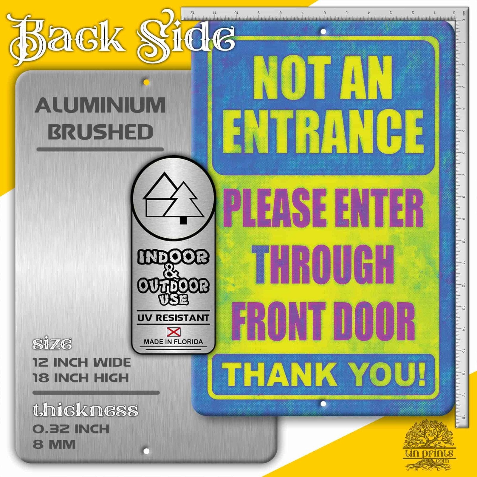 1020.dogs In Yard Do Not Enter Metal Tin Sign, 12x18 in, Indoor/Outdoor Decorative Sign - a4
